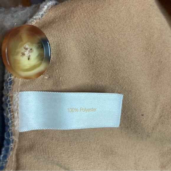 Koolaburra by Ugg Blue and Tan Oversized Teddy Shacket Size Medium - Picture 5 of 8